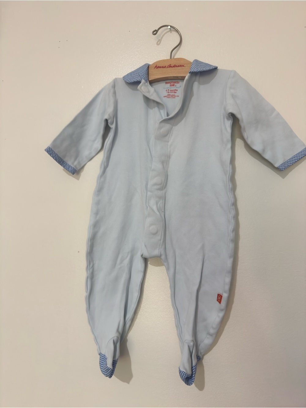 Vintage Baby Blue One-Piece Footed Romper